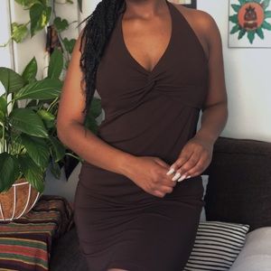 Dark brown BCBG mini dress.